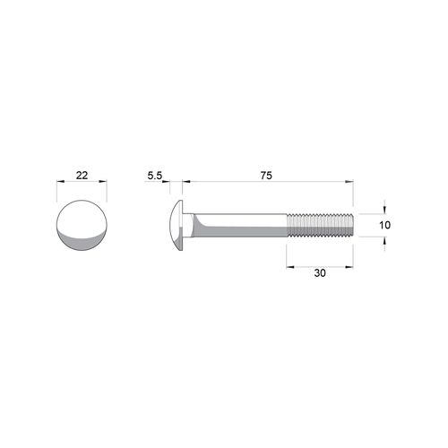 ZENITH M10x75MM Zinc Plated Cup Head Nut & Bolt Each BZC01075 - Image 2