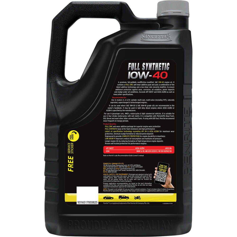 Penrite Full Synthetic Engine Oil - 10W-40 6 Litre - Image 2