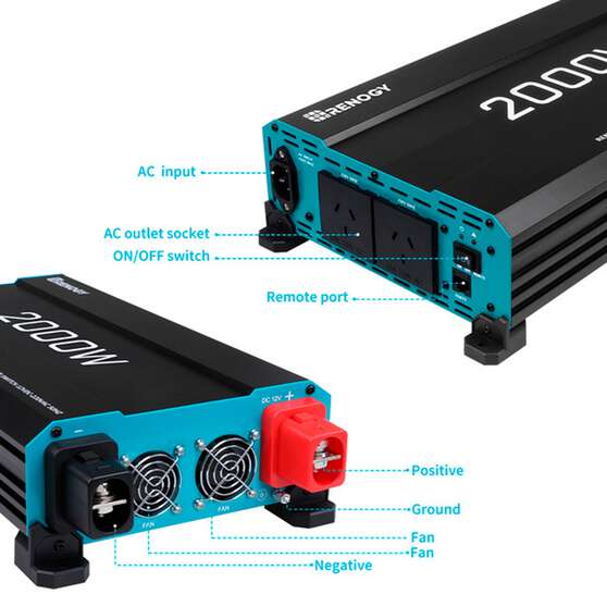 Renogy 2000W Pure Sine Wave Inverter With AC Transfer - Image 3